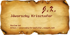 Jávorszky Krisztofer névjegykártya